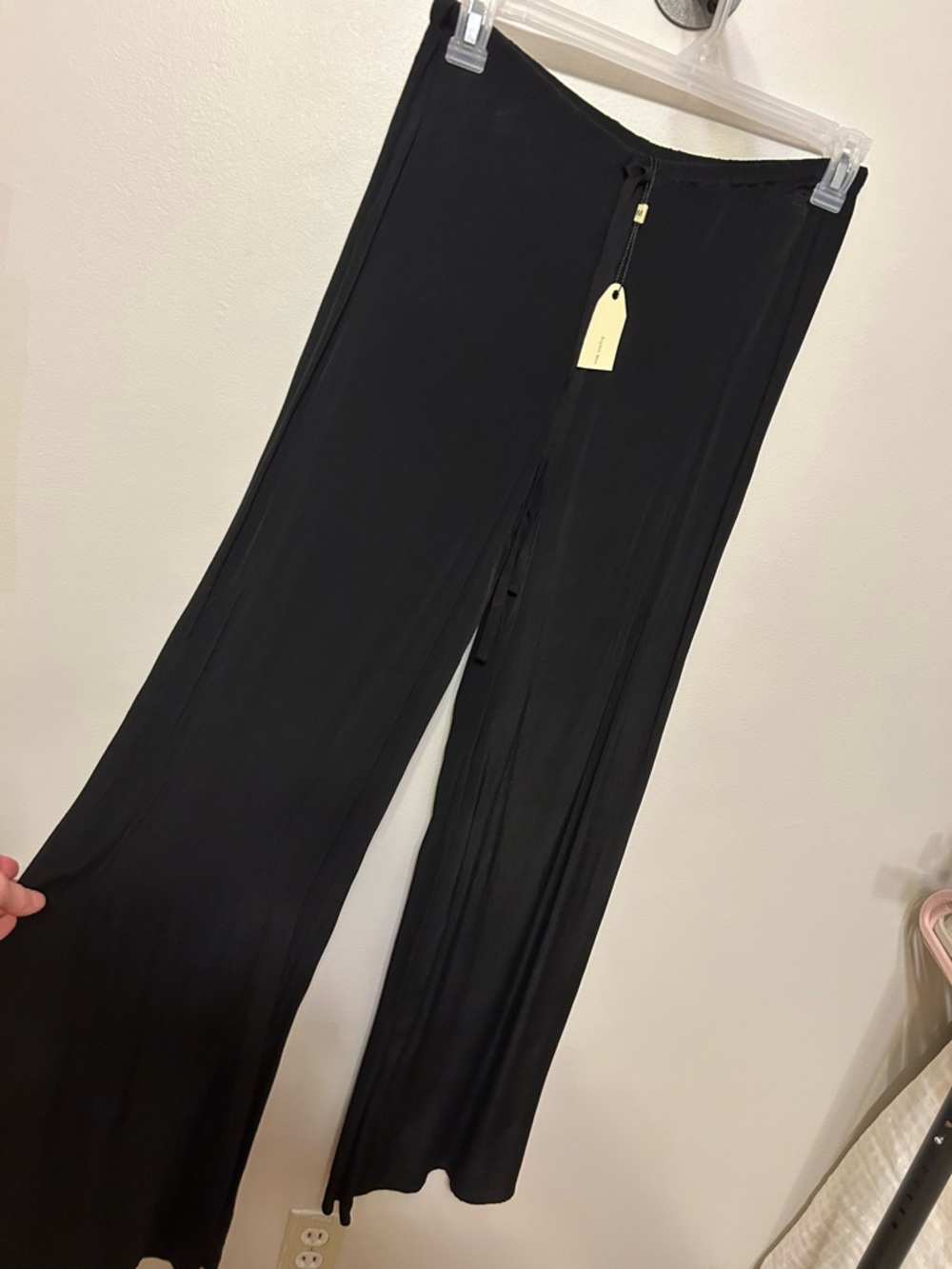 Sophie Max Black Wide Leg Palazzo Pants Quiet Luxury Resort Coastal Grandma